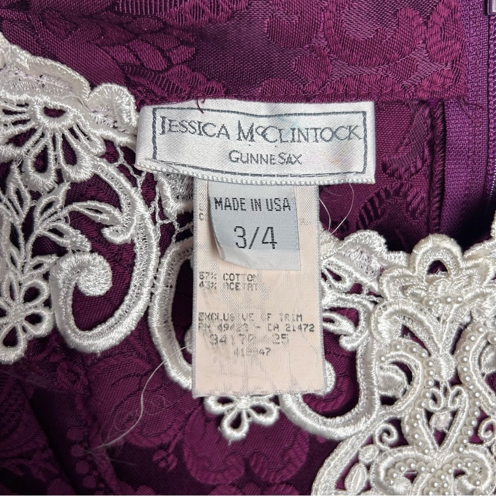 Jessica McClintock Brocade off shoulder Gunne Sax Dress lace top back zip EUC - Picture 9 of 9